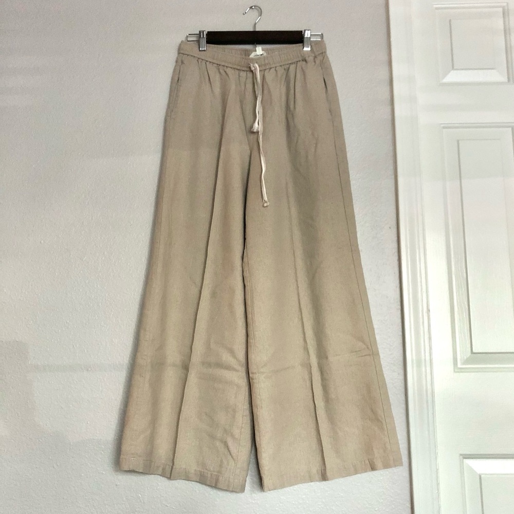 NWOT Max Studio Wide-Leg Drawstring Pants - Beige